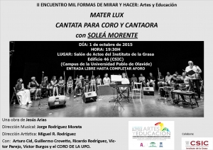 Acción: Cantata para Coro y Cantaora MATER LUX. II Edición "Arte y Compromiso. Experiencias para el Cambio Social"